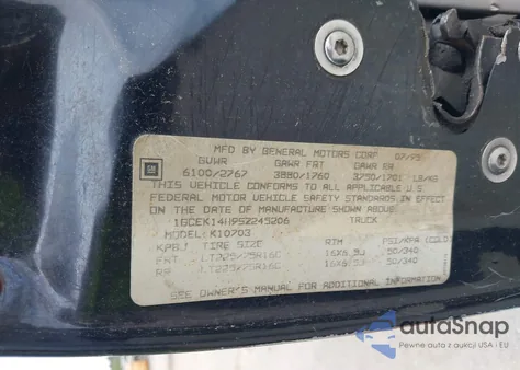 1995 Chevrolet Gmt-400 K1500 из США, поврежденный, VIN 1GCEK14H9SZ245206